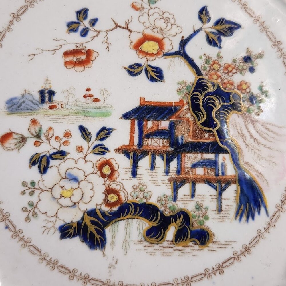 Antique Masons Ironstone Imari Well & Tree 8.75" Plate - Picture 2 of 12